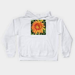 Echinacea re-painted in yellow gold on green background Kids Hoodie